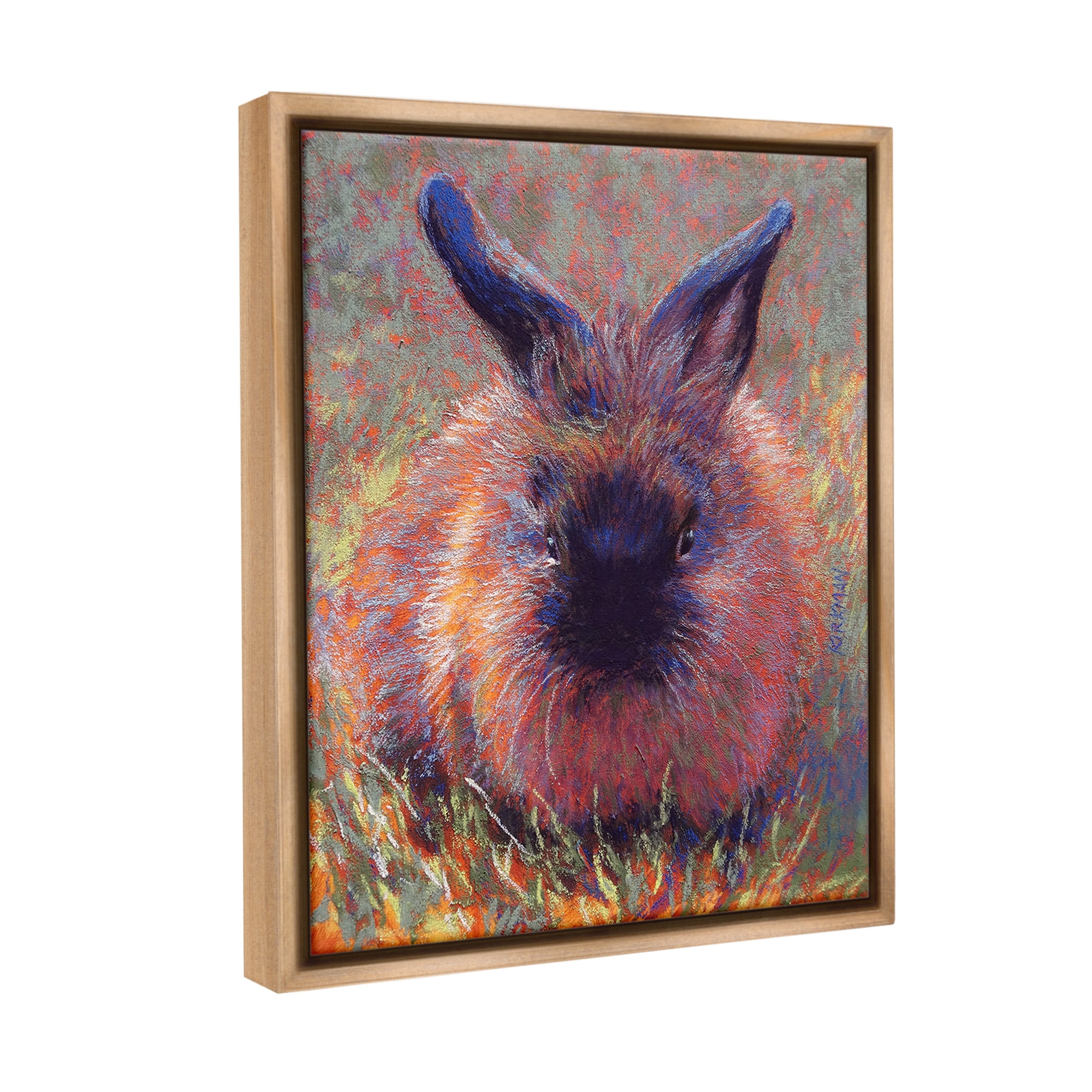 Stupell Industries Abstract Stippled Rabbit Animals & Insects Painting Brown Floater Framed Canvas Art Print Wall Art, 17 x 21