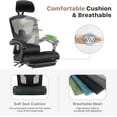 thumbnail image 7 of Office Computer Desk Chair, High-Back Ergonomic Mesh Swivel Chair with Lockable Recline, Adjustable Lumbar Support, Retractable Footrest & Padded Arms for Home Office, Study, and Gaming, Black, 7 of 7