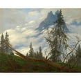 thumbnail image 2 of Caspar David Friedrich 14x12 Gold Ornate Wood Frame and Double Matted Museum Art Print Titled - Mountain Peak with Drifting Clouds (circa 1835), 2 of 4