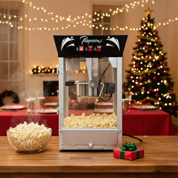 Weetoo Popcorn Maker Machine, 12oz Countertop Popcorn with Tempered Glass for Parties, Home Theater