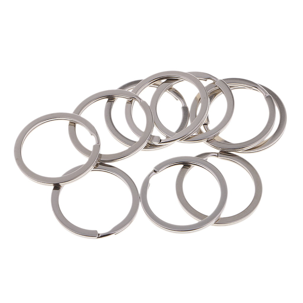 30mm Stainless steel Keyring Split Key Rings Hoop Ring Elastic Loop 10Pcs 