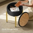 thumbnail image 2 of 18-Inch Velvet Vanity Stool Chair with Storage, Vanity Bench with 4 Golden Metal Legs & Anti-Slip Adjustable Feet,Round Storage Ottoman Stool with Removable Soft Padded Seat, 2 of 7