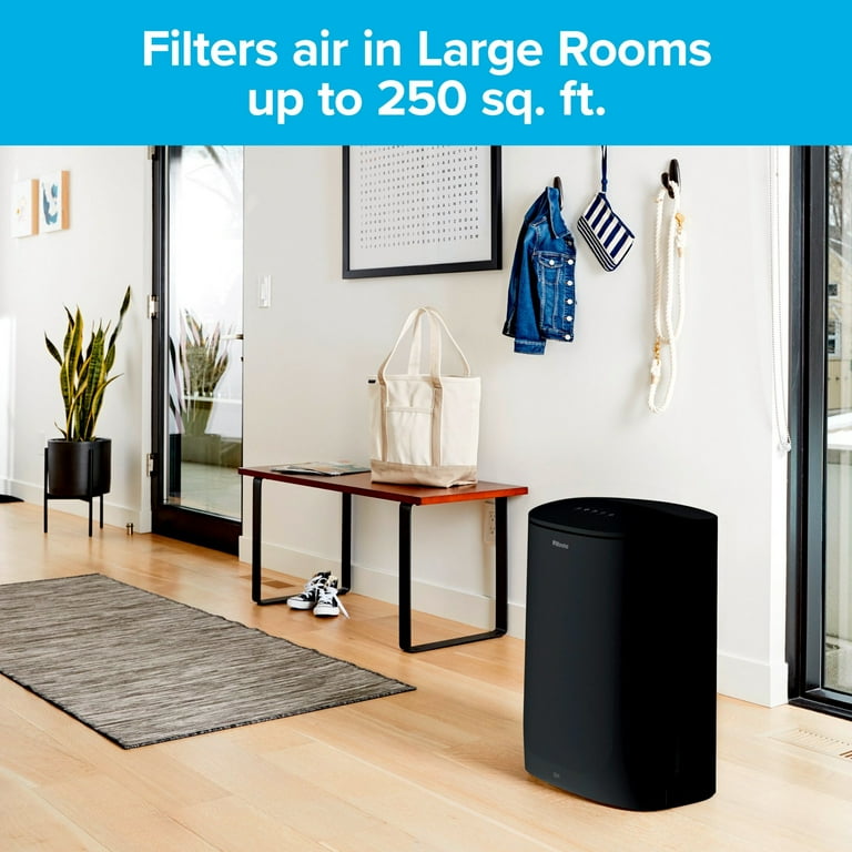 Filtrete True HEPA Large Room Air Purifier 250 Sq. Ft. Coverage 20 5 8 H x 15 W x 11 D Black