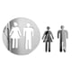 thumbnail image 2 of Señalización para baños de hombres y mujeres, letreros acrílicos para puertas de baños en bares comerciales. Blanco, 2 of 4