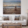 thumbnail image 4 of Designart 'Stones Balance on Sandy Beach' Seashore Print on Natural Pine Wood, 4 of 5