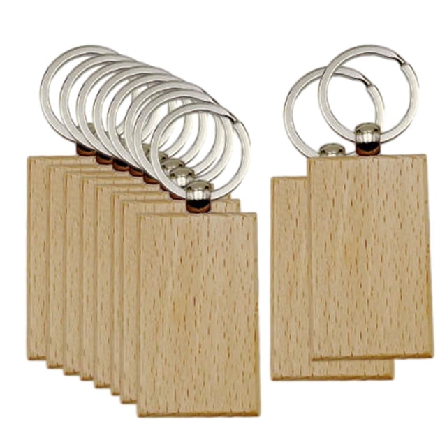 10 llaveros de madera en blanco para manualidades, colgantes rectangulares para bolso 32 cm x 53 cm