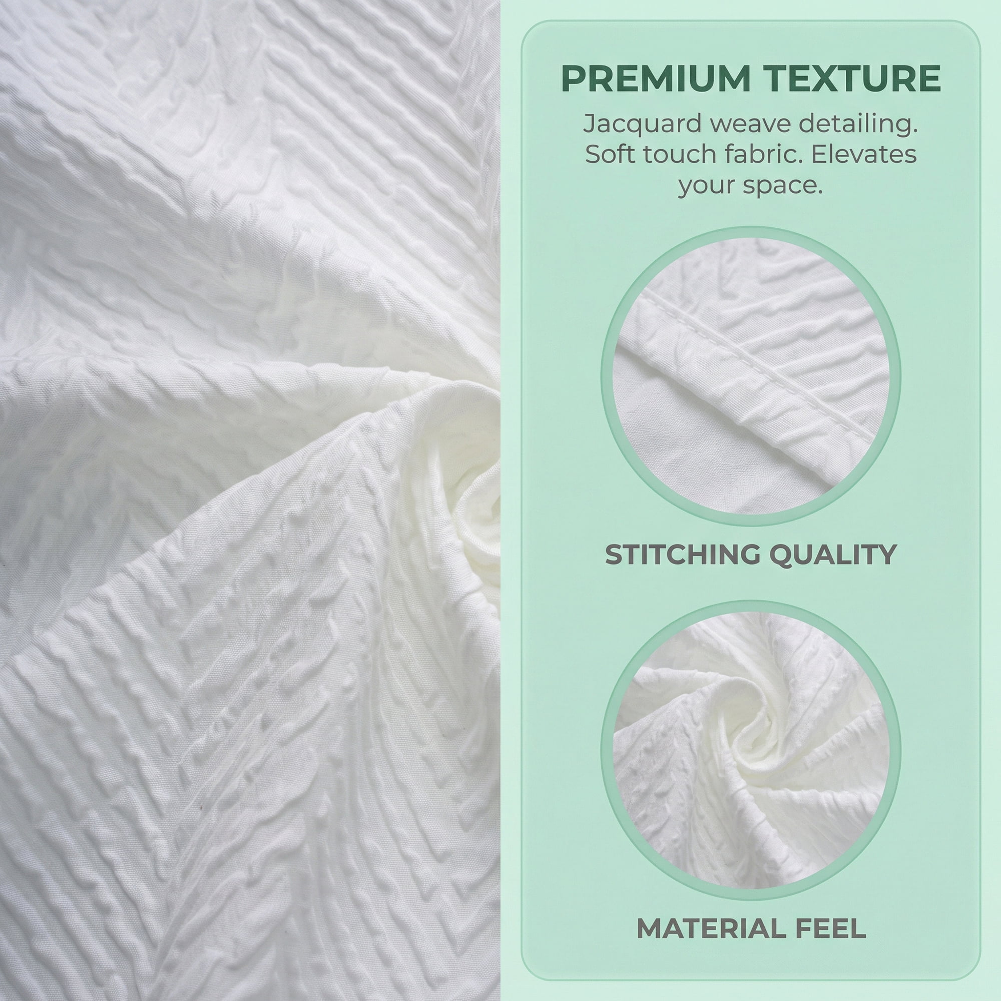 Unique Bargains Waterproof Fabric Shower Curtain Sets White - Herringbone 71"W x 71"L