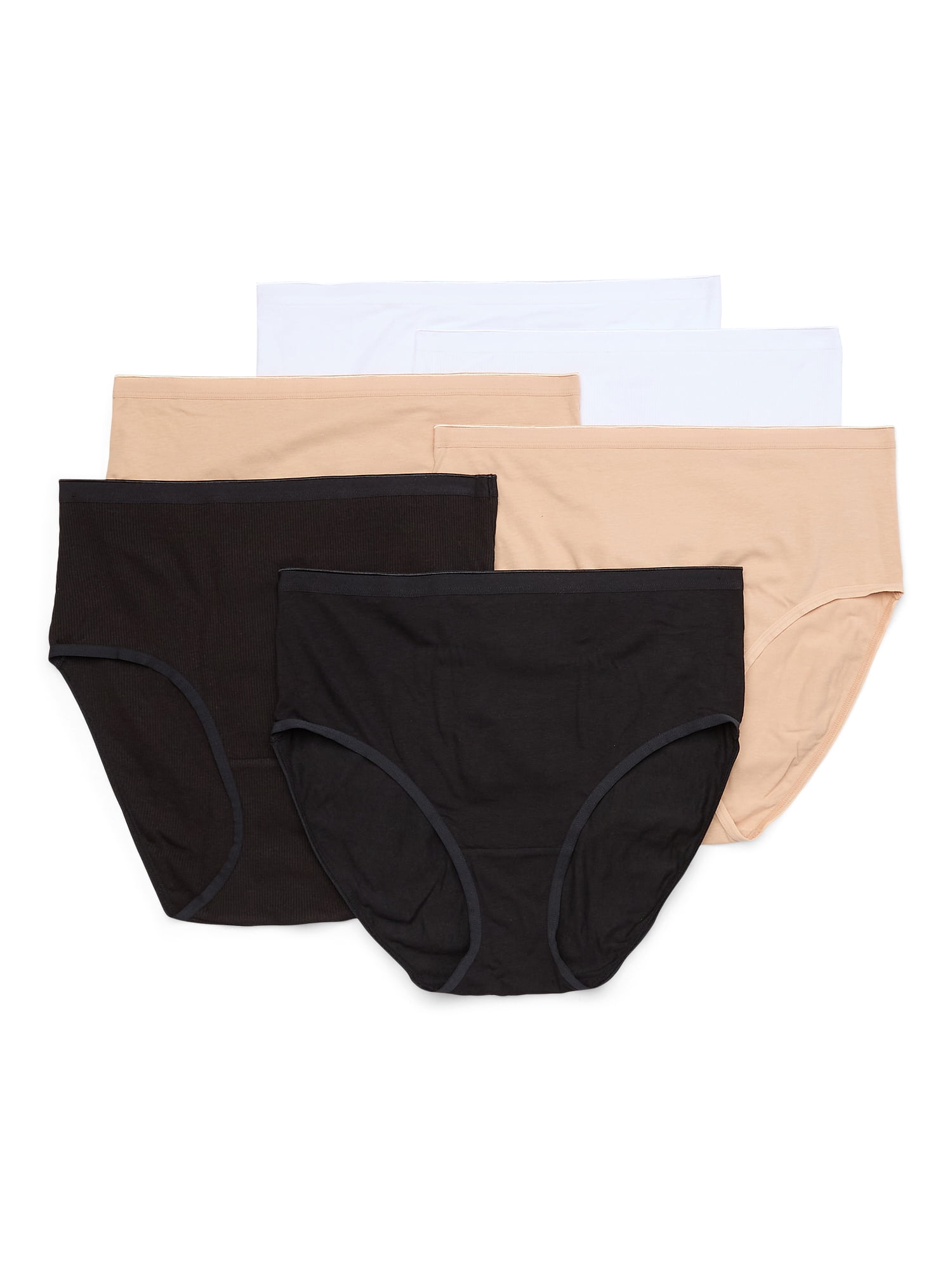Joyspun Women's Cotton-Blend Brief Panties, 6-Pack, Sizes S-XXXL
