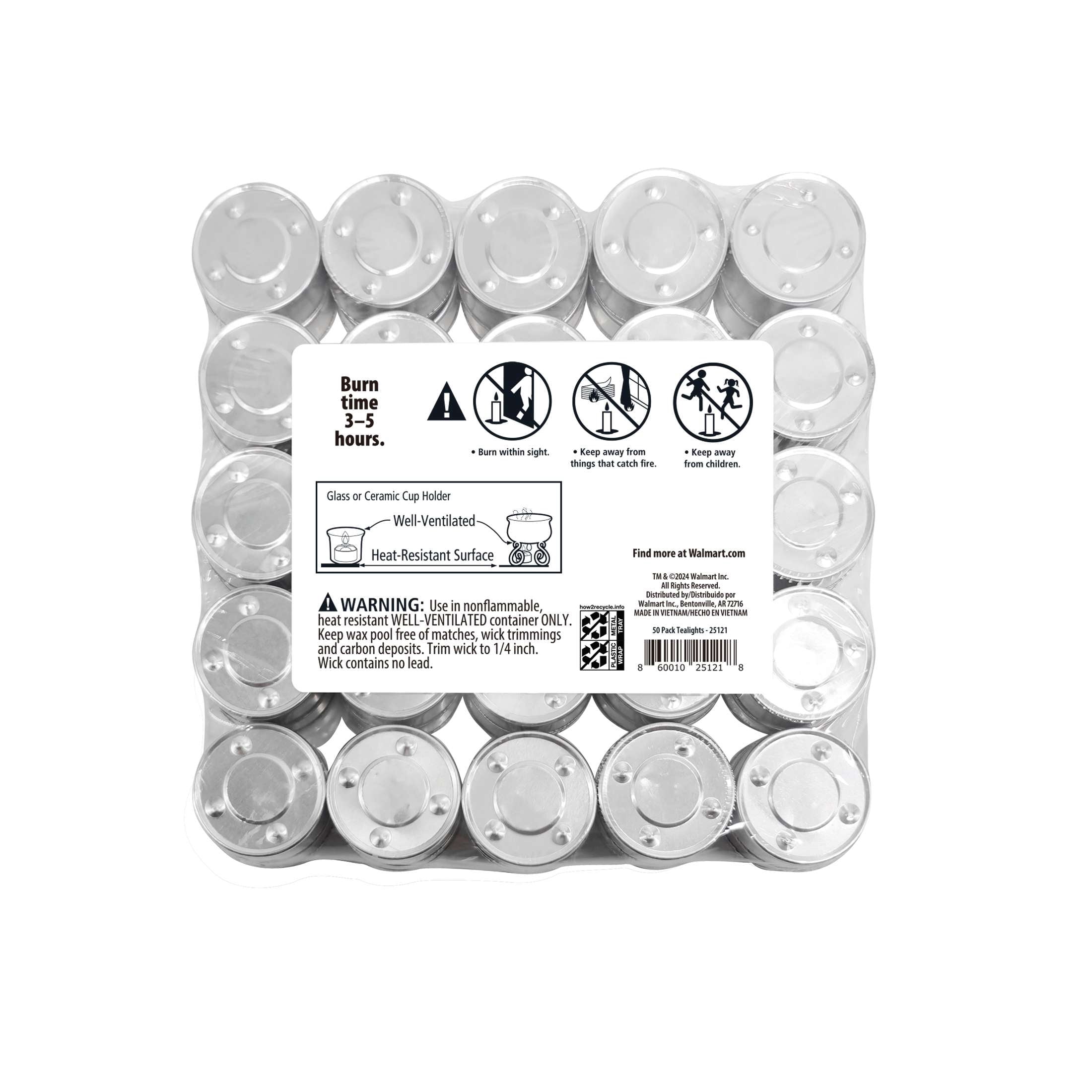 Mainstays White Unscented Tealight Candles 50-Count Indoor Outdoor