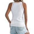 thumbnail image 2 of Deago Women's Summer Knit Halter Tank Tops Crochet Hollow Out Sleeveless Casual Racerback Cami Sweater Vest (White, XL), 2 of 9