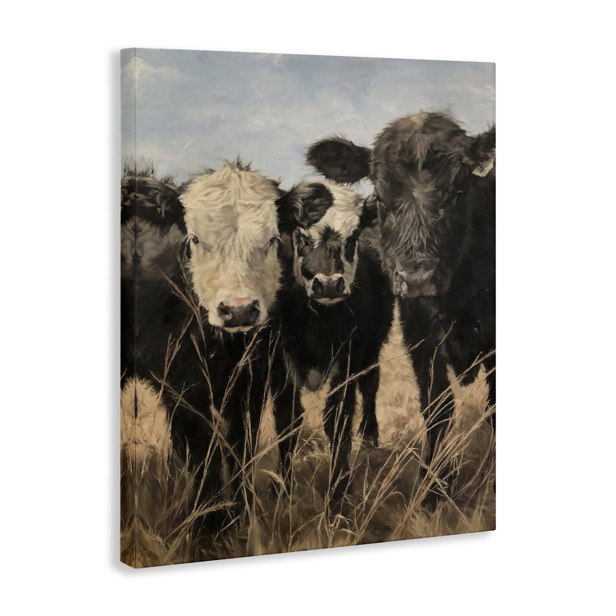Stupell Industries All In Cow Family Animals Painting Wrapped Canvas Art Print Wall Art, 24 x 30