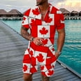 thumbnail image 4 of Men's Fashion Suit Two Suits Canada Day Shirt And Shorts Zipper Top, 4 of 5