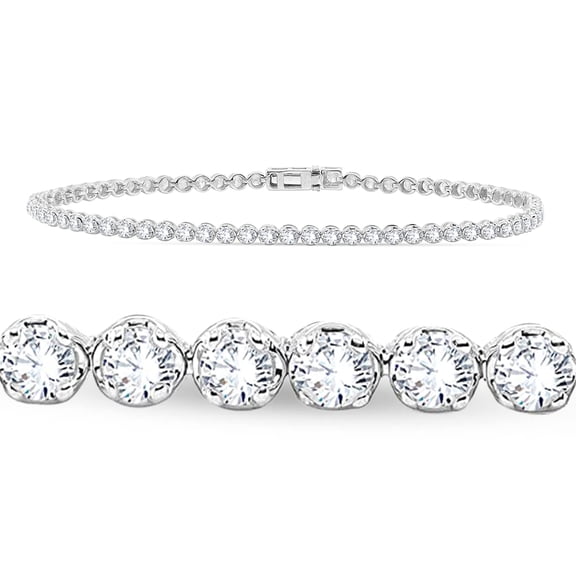 Link Tennis Bracelet for Womens Girls Teen - 2 Carat Round Diamond Classic Link Tennis Bracelets 7 Inch Womens Bracelet In 14K White Gold (Clarity: I2, Color: J, 2 Carat)