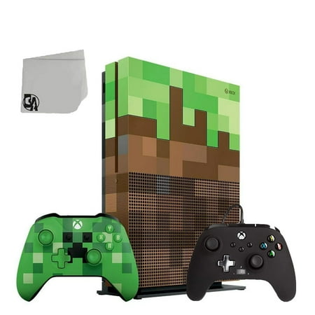 Microsoft 23C-00001 Xbox One S Minecraft Limited Edition 1TB Gaming Console with Black Controller Included BOLT AXTION Bundle Used