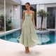 thumbnail image 4 of Vestido Fluido con Tirantes Finos y Corsé para Mujer, Ideal para Vacaciones en la Playa o Como Invitada de Boda Verde L, 4 of 10