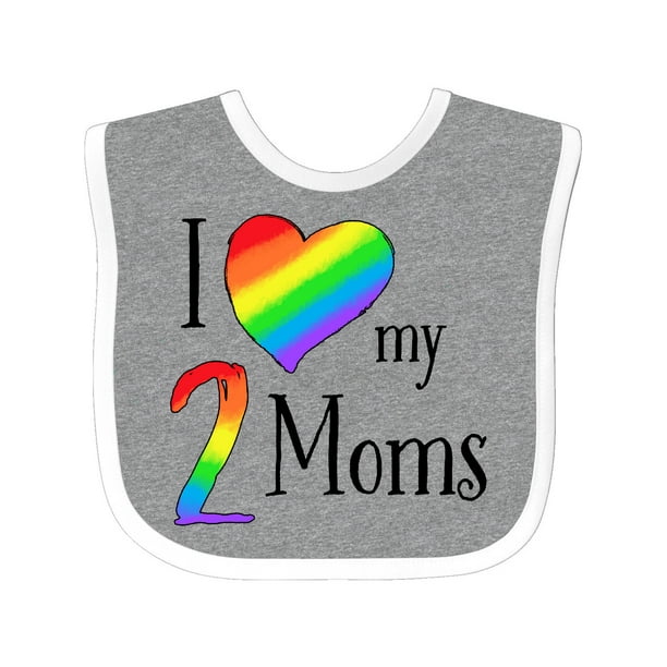 I Love my Two Moms- Pride Rainbow Heart Baby Bib - Walmart ...