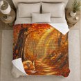 thumbnail image 5 of Serene Autumn Forest Sleeping Fox, Peaceful Woodland Scene, Warm Flannel Blanket for Cabin and Lodge with Detailed Artwork, Wildlife Lovers Thanksgiving Gift, Celestial Home Decor, 5 of 9