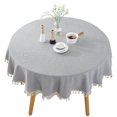 thumbnail image 1 of Nappe à Franges Simple Nappe Ronde Couverture de Table pour Table à Dîner, 1 of 8