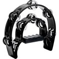 thumbnail image 1 of Double row tambourine, metal jingle hand-held percussion tambourine instrument gift for kids and adults (Black), 1 of 3