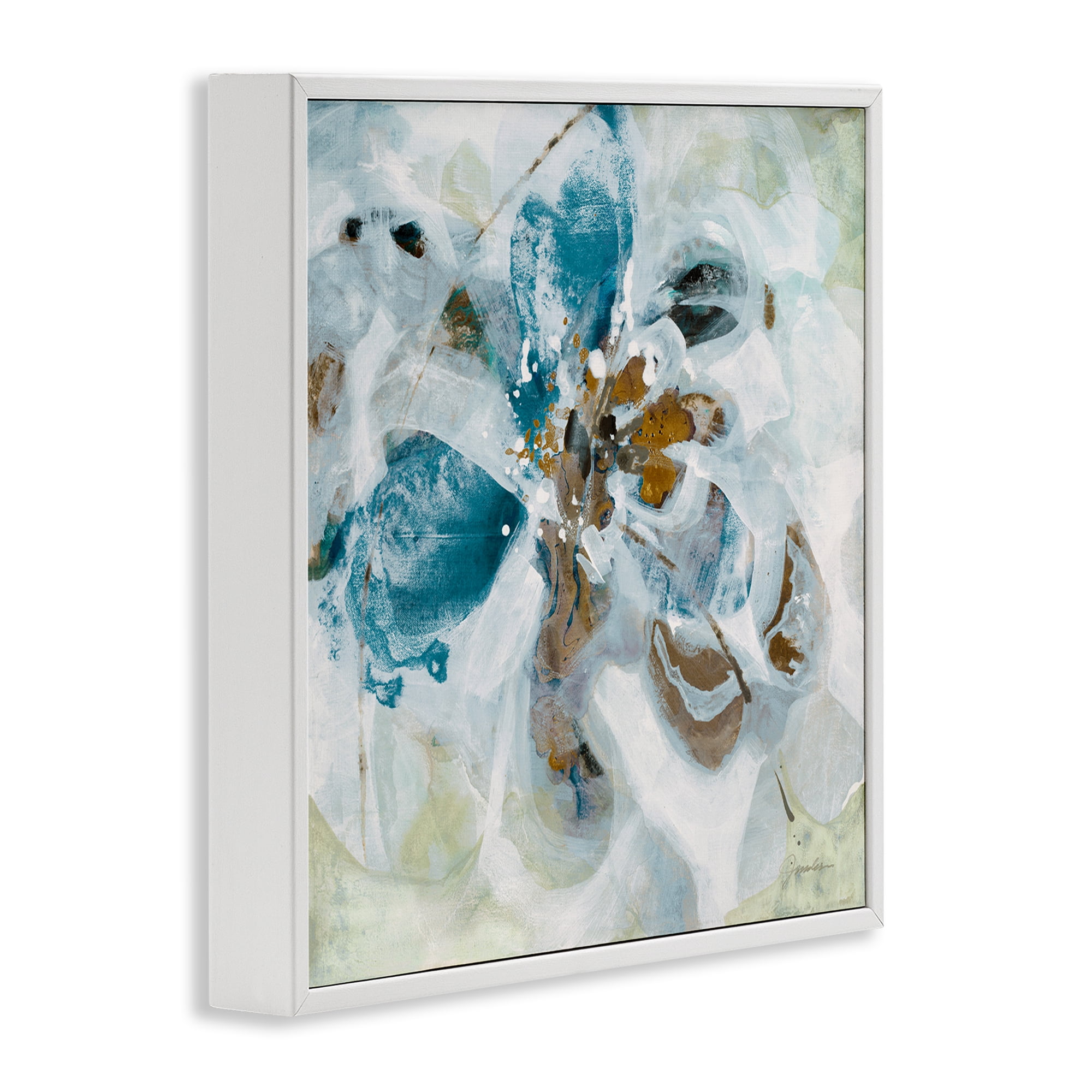 Stupell Industries Abstract Botanical Distortion Abstract Painting White Framed Art Print Wall Art, 24 x 24