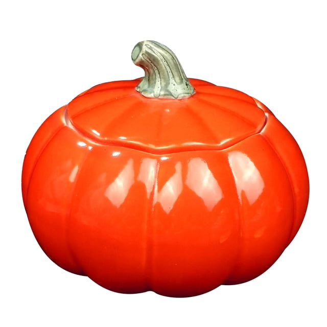 Color Mini Pumpkin Shape Tea Can Ceramic Storage Container Sealed Container Coffee Sugar Jar Gift for Restaurant Home -Size S (Red)