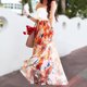 thumbnail image 4 of Falda de playa para mujer Estilo bohemio Estampado floral Plisado Ajuste suelto Una línea Traje diario FLhrweasw Nuevo, 4 of 8