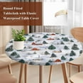 thumbnail image 3 of Farmhouse Christmas Round Tablecloth 45-54 Inch Round Fitted Table Cloth with Elastic Edge, Green Xmas Tree Snowflake Waterproof Table Cover Protector for Outdoor Picnic Party Dining, 3 of 6