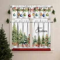 Christmas Kitchen Curtains Sets for Windows Christmas Trees Curtain Sink Window Valance 3 Piece Set Kitchen Decor Tier Curtains 3 Panels for Living Room Bedroom