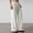 White, variant on Womens Drawstring Striped Pants Loose Wide Leg Trousers Casual Low Waist Pants Comfy Lounge Pants with Pockets Beige XS(XS)
