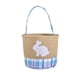 thumbnail image 2 of Uso a largo plazo y diseño adorable: hecha de lino y tela de uso a largo plazo, esta canasta de Pascua presenta bordes a cuadros rosados o azules y lindas calcomanías de conejo blanco., 2 of 7