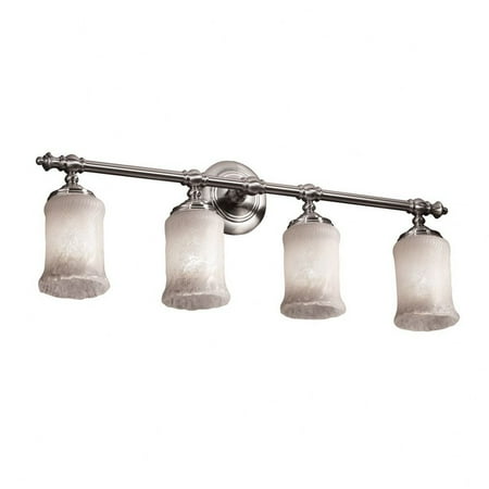 

Justice Design GLA-8524-16-WHTW-CROM Veneto Luce Tradition - 4 Light Bath Bar with Cylinder/Rippled Rim Whitewash Venetian Glass Polished Chrome Incandescent Polished Chrome Finish