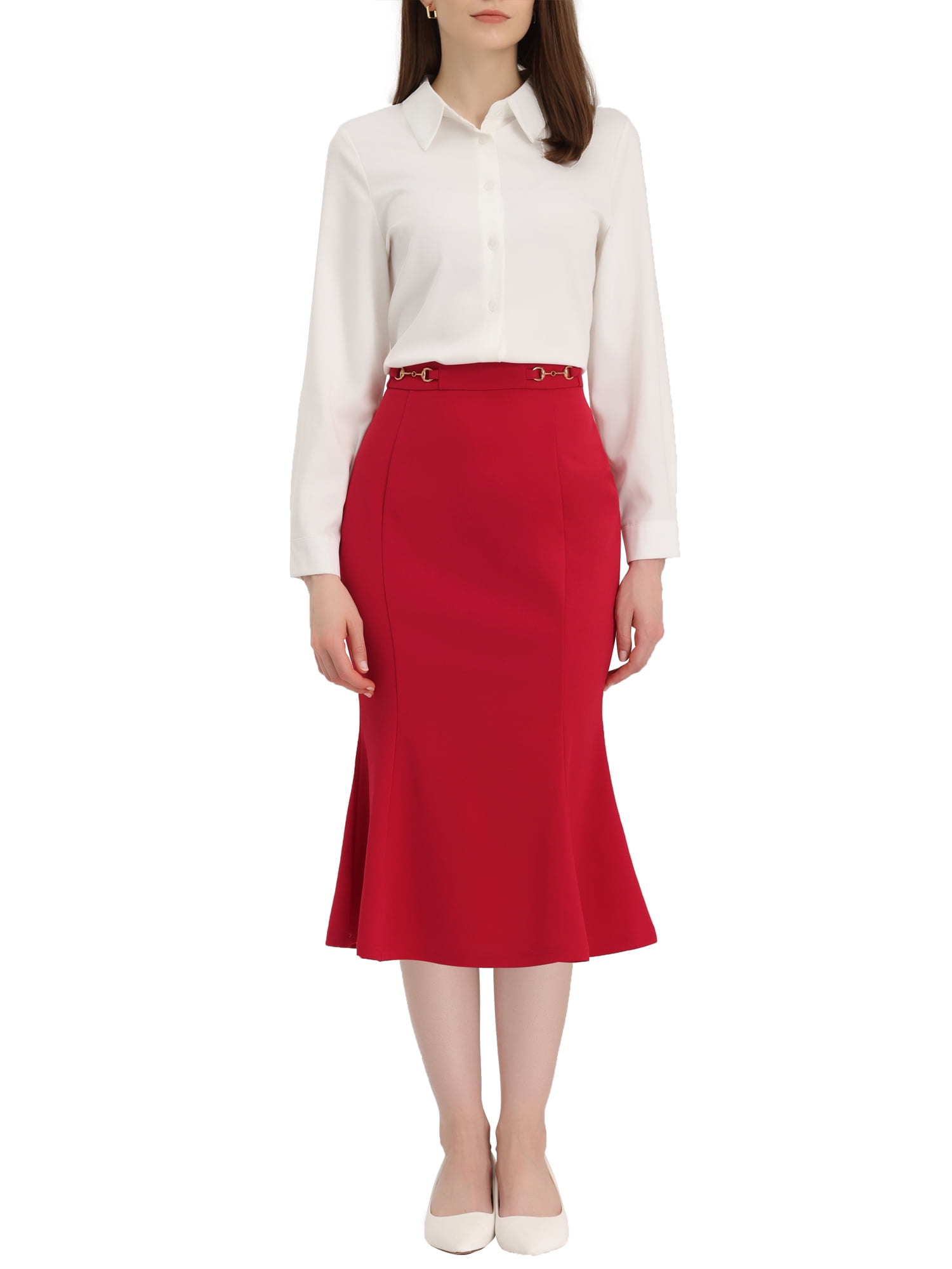 Unique Bargains Women's Mermaid Hight Waist Fishtail Pencil