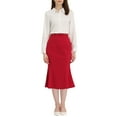 thumbnail image 2 of INSPIRE CHIC Women's Mermaid Skirt Hight Waist Metal Decor Fishtail Pencil Midi Skirt L Red, 2 of 5