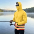 thumbnail image 2 of LTTVQM Adult Mens Summer UV Block Rash Guard Hooded Style Clean Dual Color Stripe Print Integrated Neck Shield Light Thin Kayaking Boating Shirt Yellow XL, 2 of 6