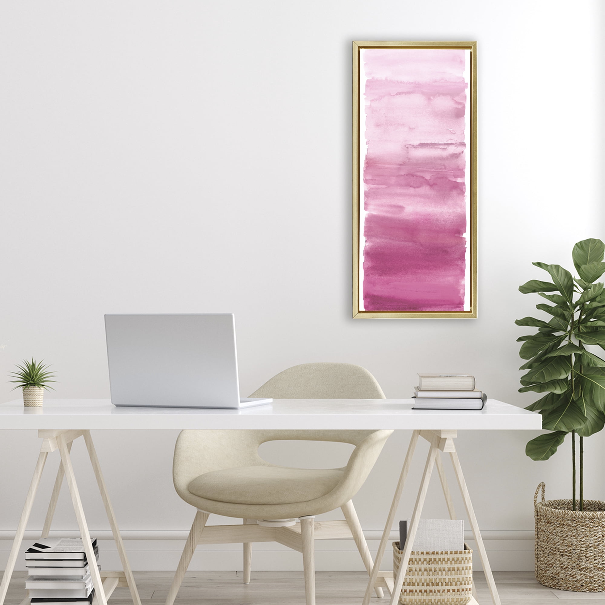Stupell Industries Blush Blend Gradient Gold Framed Floater Canvas Wall Art, design by Allie Corbin