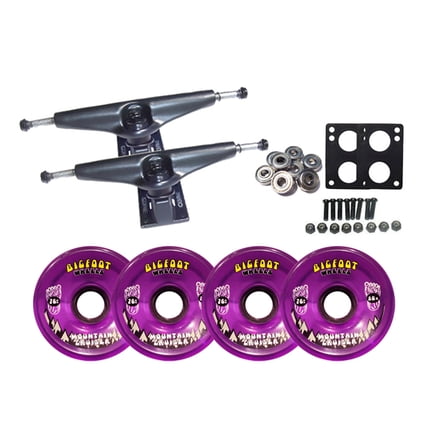 LONGBOARD Trucks/Wheels/Bearings BLACK 6.0   BIGFOOT 76MM CRUISERS PURPLE