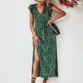 thumbnail image 6 of Edvintorg Long Summer Dress Women's Leisure Holiday V-Neck High Waist Lace Up Split Print Maxi Dresses Beach Dress for Women Green XL, 6 of 7