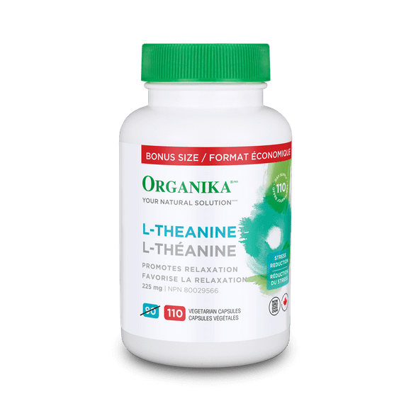 Organika L-Theanine Taille Bonus 110 vcaps-Relaxation Promotion-Stress Support