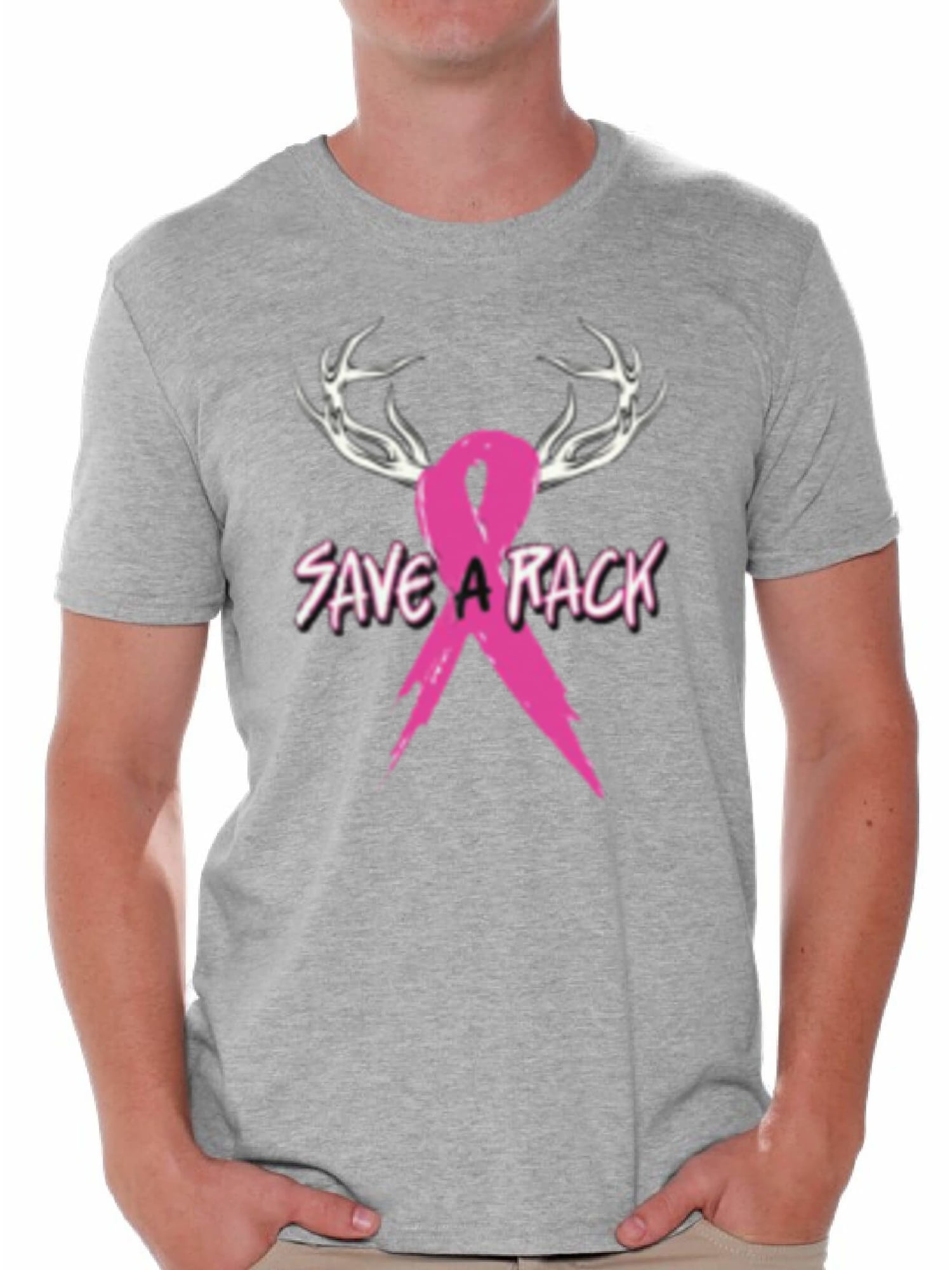 Save A Rack Youth T-Shirt Breast Cancer Awareness Pink Ribbon Support Antlers 