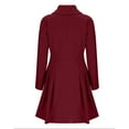 thumbnail image 5 of XPMWRP Women's Double Breasted Mid Long Trench Coat Classic Lapel Windproof Overcoat Solid Color Fall Winter Fashion Jackets with Pockets Red XL, 5 of 6