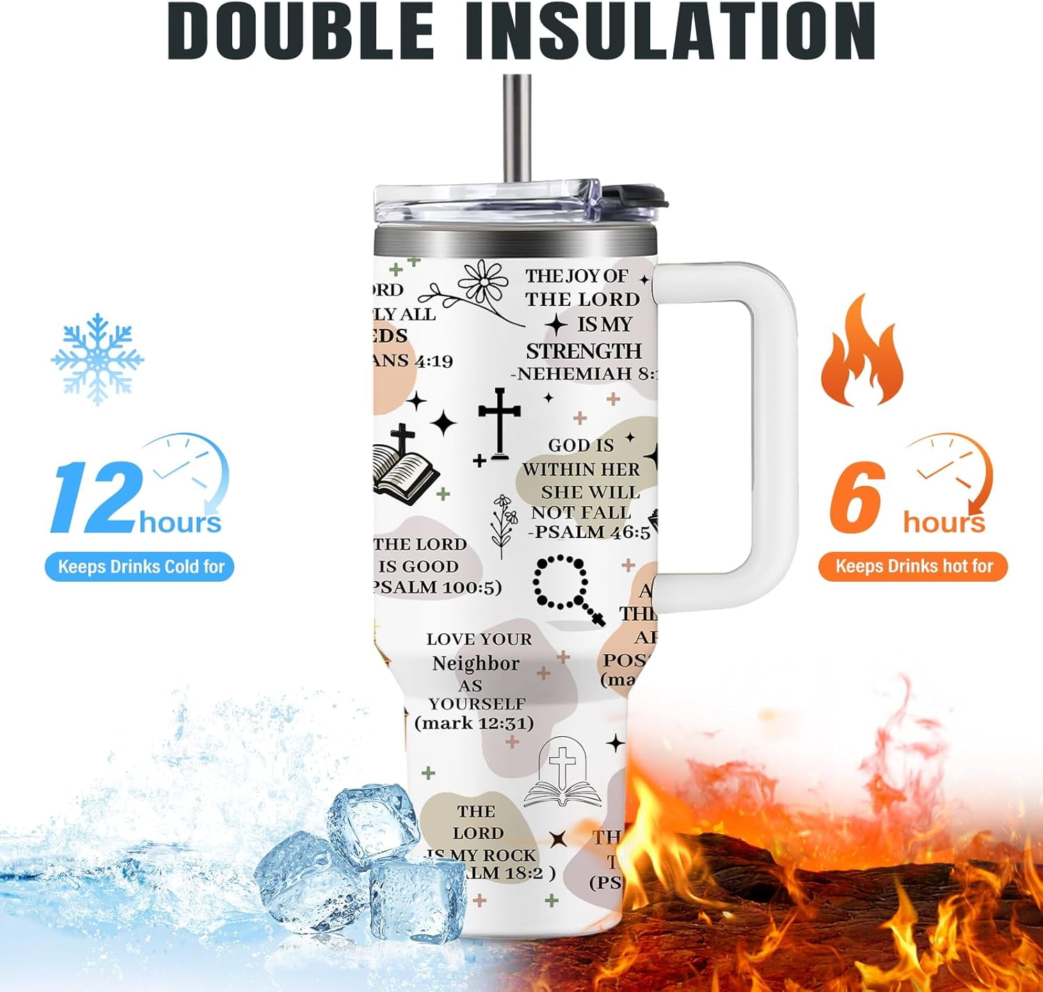 My Daily Bible Affirmations Tumbler 40oz, Christian Tumbler for Women with Bible Verses, Insulated Travel Mug & Faith-Based Gift for Mom, Wife, Best Friend - Birthday Christmas Presents
