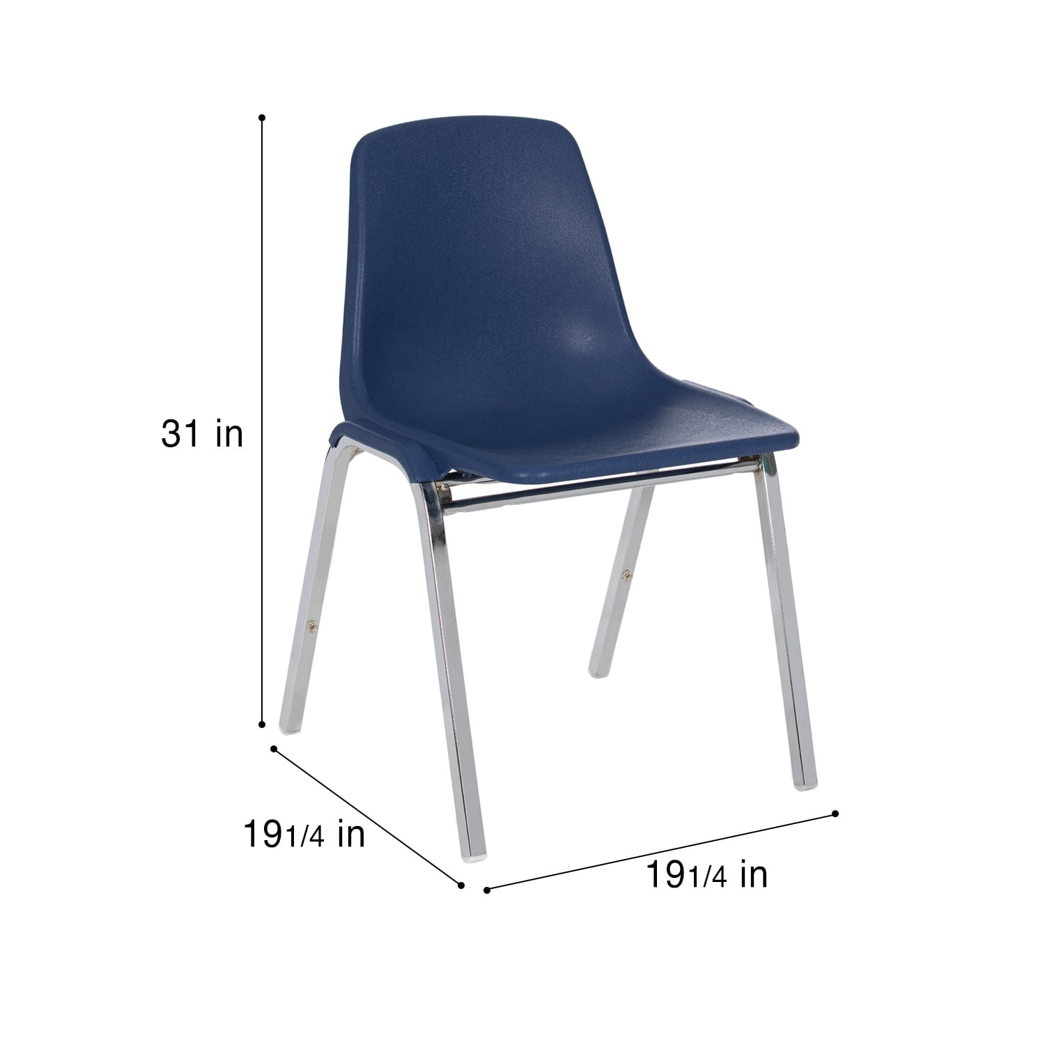 Hampden Furnishings Willa Collection Plastic Stack Chair, Blue, Pack of 2