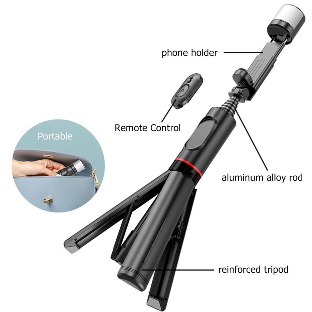 Selfie Stick Tripod with Remote Fill Light  All-in-1 Tripod for iPhone and Android Lightweight and Portable for Daily Use White