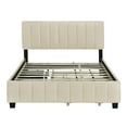 thumbnail image 3 of imerelez Queen Size Velvet Upholstered Platform Bed with 2 Drawers and 1 Twin XL Trundle- Beige, 3 of 10