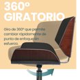 thumbnail image 3 of Fohfurniture Mid-Century Silla de Escritorio con Ruedas de Madera Curvada con tapicería de Piel sintética y Altura Ajustable (Square, Negro), 3 of 7