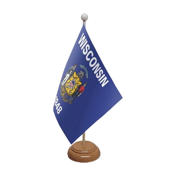 Bandera de mesa Flagtex Wisconsin 22,5 x 15 cm con base de madera