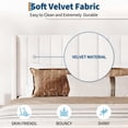 thumbnail image 3 of EastVita Queen White Velvet Bed Frame Vertical Channel Tufted Wingback Headboard Upholstered Platform Bed Wood Slats No Box Spring Needed Easy Assembly, 3 of 8