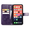 thumbnail image 4 of Wallet Case For iPhone 13, Clover Embossed Magnetic Closure Premium PU Leather [Folio Flip][Kickstand][Card Slots][Wrist Strap][Kickstand]Phone Cover For iPhone 13, Purple, 4 of 8
