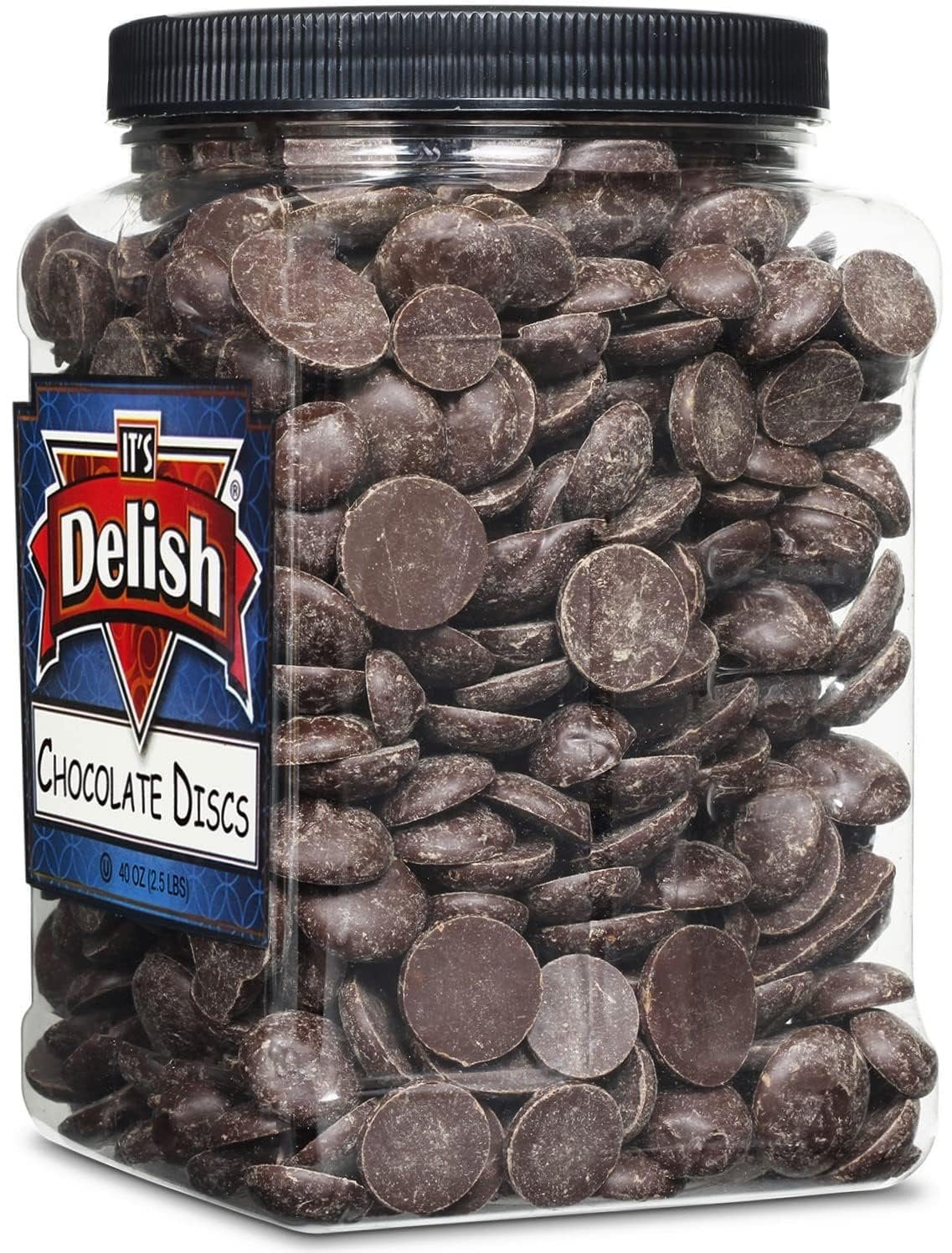 Mint Crunch Chocolate Discs by Its Delish, 2.5 Lbs Jumbo Container  Mint Flavor Semi-Sweet Style Dark Chocolate For Snacking & Ice Cream Topping, Pastry Chefs, Chocolatiers  Non-Dairy, Vegan,...