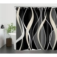 thumbnail image 2 of HVEST Black and White Geometric Shower Curtain with Abstract Black and Gray Line Design - Modern Simple Bathroom Decor, Waterproof Polyester Fabric, Includes 12 Hooks, 72x78 Inches, 2 of 7
